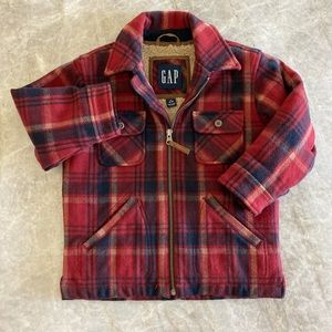 Y2K Gap wool plaid shearling coat size 5/6